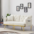 Cream White Velvet Sofa Bed - 31.49 x 59.00 x 29.52