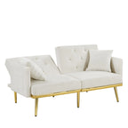 Cream White Velvet Sofa Bed - 31.49 x 59.00 x 29.52