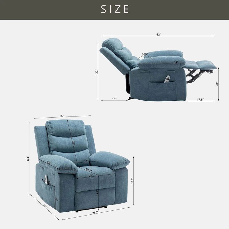 Power Recliner Chair with Adjustable Massage Function, Recliner Chair with Heating System for Living Room