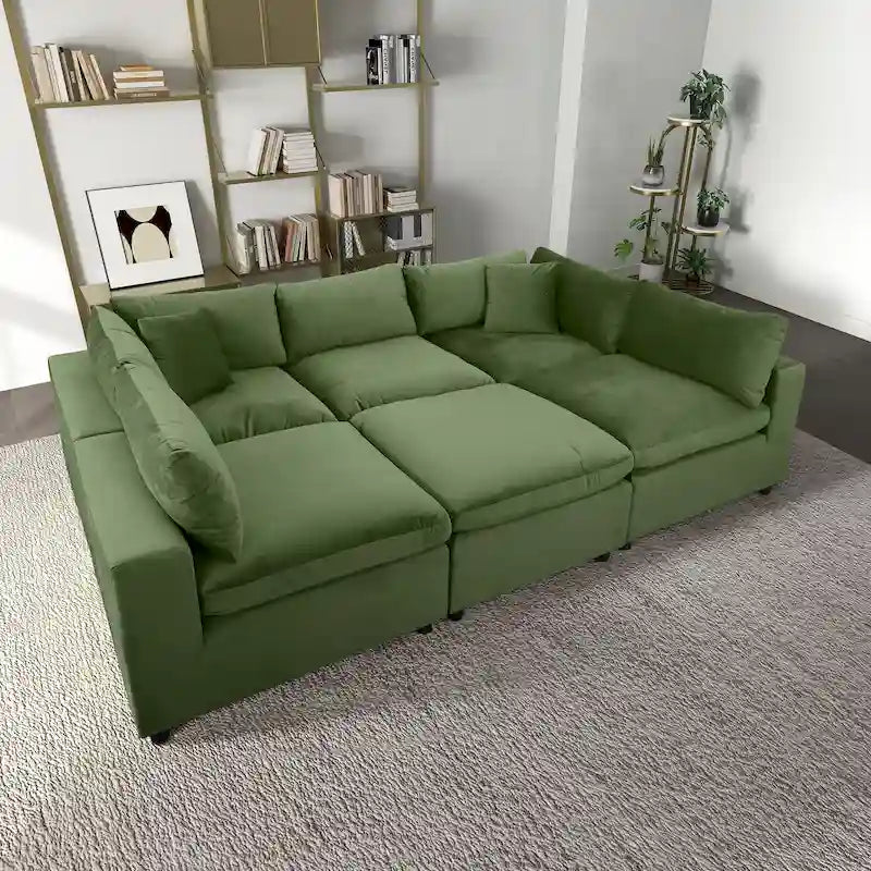 Yannie Mid-Century Modern Modular Sectional Velvet Sofa