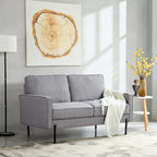 Snowhill 57 W Modern Linen Loveseat, 2-Seater, Matte Black Metal Legs