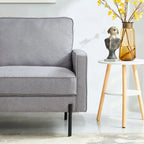 Snowhill 57 W Modern Linen Loveseat, 2-Seater, Matte Black Metal Legs