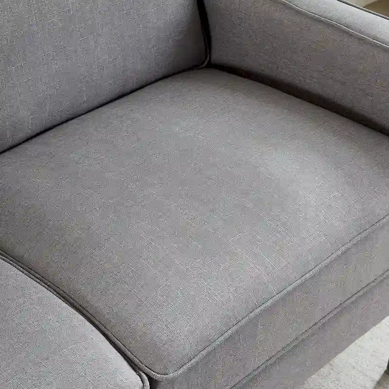 Snowhill 57 W Modern Linen Loveseat, 2-Seater, Matte Black Metal Legs