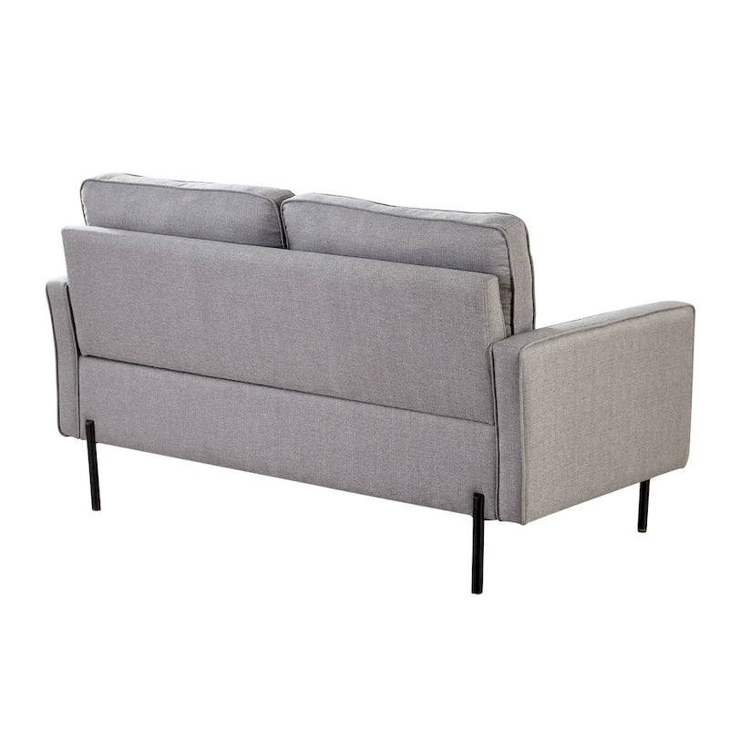 Snowhill 57 W Modern Linen Loveseat, 2-Seater, Matte Black Metal Legs