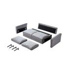 Snowhill 57 W Modern Linen Loveseat, 2-Seater, Matte Black Metal Legs