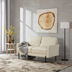 Snowhill 57 W Modern Linen Loveseat, 2-Seater, Matte Black Metal Legs