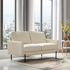 Snowhill 57 W Modern Linen Loveseat, 2-Seater, Matte Black Metal Legs