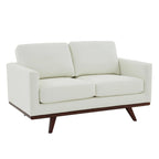 Chester Modern Leather Loveseat 2 Seater Sofa Couch With Birch Wood Base for Living Room Bedroom Garden Lounge - 58.27