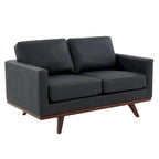 Chester Modern Leather Loveseat 2 Seater Sofa Couch With Birch Wood Base for Living Room Bedroom Garden Lounge - 58.27