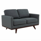 Chester Modern Leather Loveseat 2 Seater Sofa Couch With Birch Wood Base for Living Room Bedroom Garden Lounge - 58.27