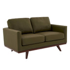 Chester Modern Leather Loveseat 2 Seater Sofa Couch With Birch Wood Base for Living Room Bedroom Garden Lounge - 58.27