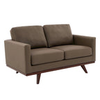 Chester Modern Leather Loveseat 2 Seater Sofa Couch With Birch Wood Base for Living Room Bedroom Garden Lounge - 58.27