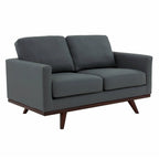 Chester Modern Leather Loveseat 2 Seater Sofa Couch With Birch Wood Base for Living Room Bedroom Garden Lounge - 58.27