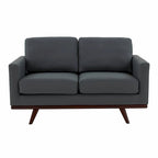 Chester Modern Leather Loveseat 2 Seater Sofa Couch With Birch Wood Base for Living Room Bedroom Garden Lounge - 58.27