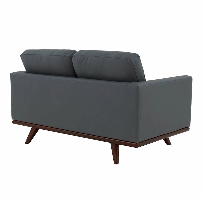 Chester Modern Leather Loveseat 2 Seater Sofa Couch With Birch Wood Base for Living Room Bedroom Garden Lounge - 58.27