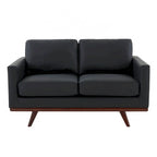 Chester Modern Leather Loveseat 2 Seater Sofa Couch With Birch Wood Base for Living Room Bedroom Garden Lounge - 58.27