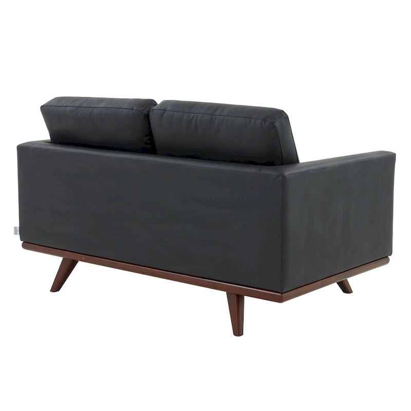 Chester Modern Leather Loveseat 2 Seater Sofa Couch With Birch Wood Base for Living Room Bedroom Garden Lounge - 58.27