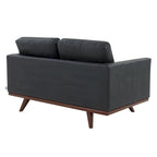 Chester Modern Leather Loveseat 2 Seater Sofa Couch With Birch Wood Base for Living Room Bedroom Garden Lounge - 58.27
