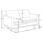 Chester Modern Leather Loveseat 2 Seater Sofa Couch With Birch Wood Base for Living Room Bedroom Garden Lounge - 58.27