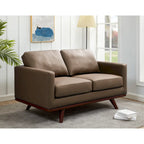 Chester Modern Leather Loveseat 2 Seater Sofa Couch With Birch Wood Base for Living Room Bedroom Garden Lounge - 58.27