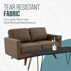 Chester Modern Leather Loveseat 2 Seater Sofa Couch With Birch Wood Base for Living Room Bedroom Garden Lounge - 58.27