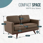 Chester Modern Leather Loveseat 2 Seater Sofa Couch With Birch Wood Base for Living Room Bedroom Garden Lounge - 58.27