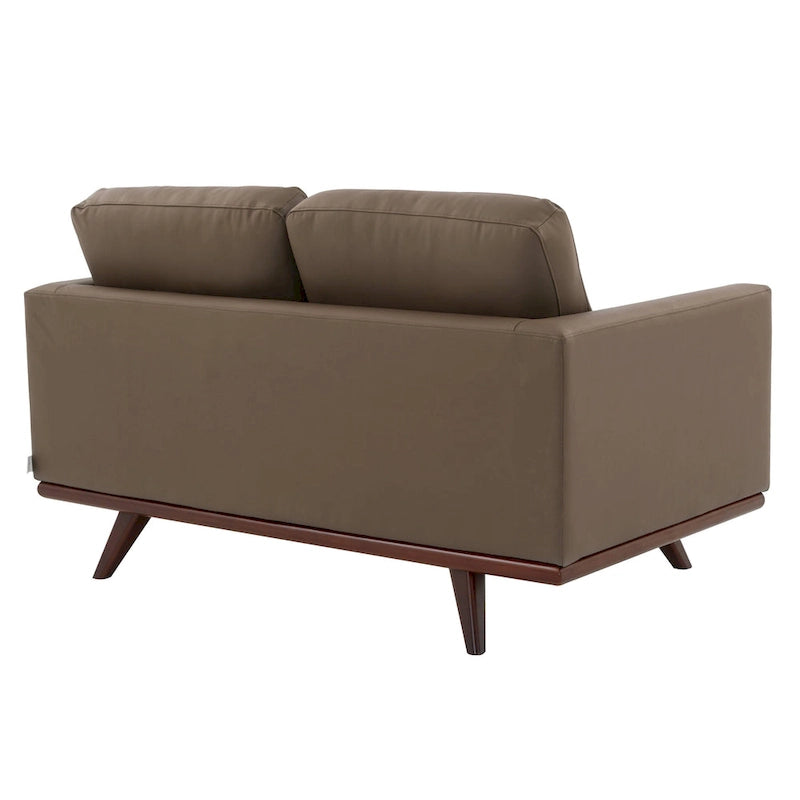 Chester Modern Leather Loveseat 2 Seater Sofa Couch With Birch Wood Base for Living Room Bedroom Garden Lounge - 58.27