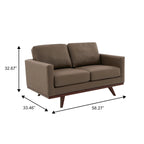 Chester Modern Leather Loveseat 2 Seater Sofa Couch With Birch Wood Base for Living Room Bedroom Garden Lounge - 58.27