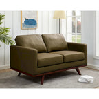 Chester Modern Leather Loveseat 2 Seater Sofa Couch With Birch Wood Base for Living Room Bedroom Garden Lounge - 58.27