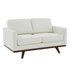Chester Modern Leather Loveseat 2 Seater Sofa Couch With Birch Wood Base for Living Room Bedroom Garden Lounge - 58.27