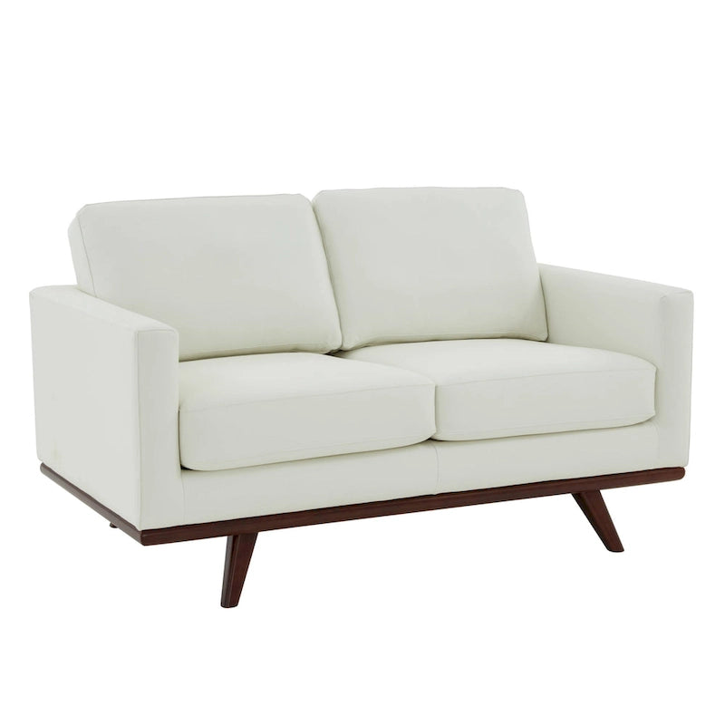 Chester Modern Leather Loveseat 2 Seater Sofa Couch With Birch Wood Base for Living Room Bedroom Garden Lounge - 58.27