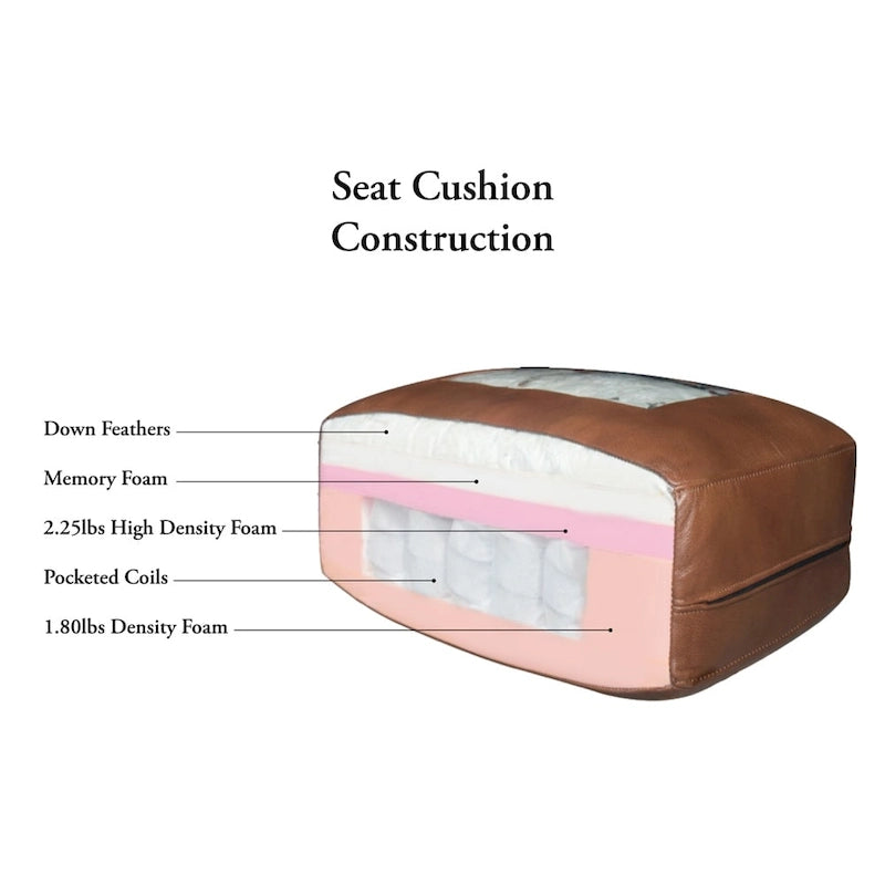 Hydeline Ennis Top Grain Leather Chair with Feather, Memory Foam and Springs