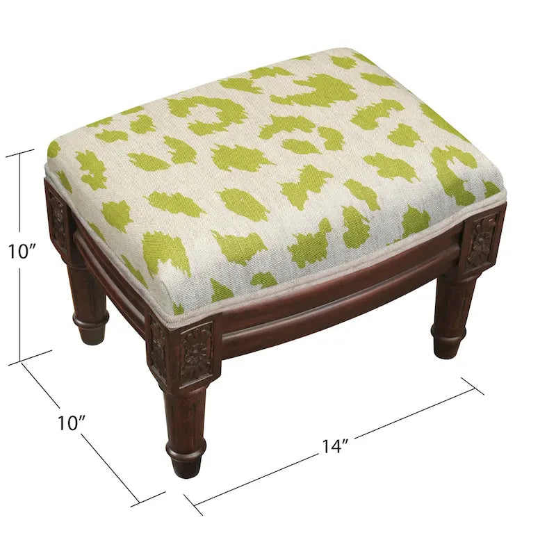 Chartreuse Cheetah Print Footstool