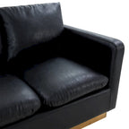 LeisureMod Nervo Modern Leather Loveseat With Gold Base & Cushions - 55.9