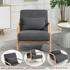 Mid-Century Velvet Upholstered Accent Chair Armchair w/Waist Cushion