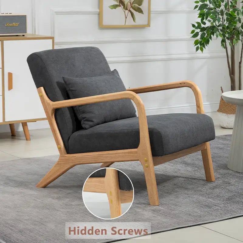 Mid-Century Velvet Upholstered Accent Chair Armchair w/Waist Cushion