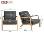 Mid-Century Velvet Upholstered Accent Chair Armchair w/Waist Cushion