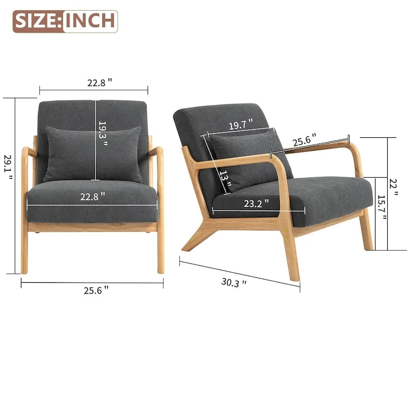 Mid-Century Velvet Upholstered Accent Chair Armchair w/Waist Cushion