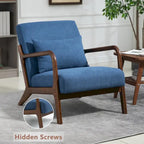 Mid-Century Velvet Upholstered Accent Chair Armchair w/Waist Cushion