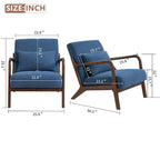 Mid-Century Velvet Upholstered Accent Chair Armchair w/Waist Cushion