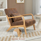 Mid-Century Velvet Upholstered Accent Chair Armchair w/Waist Cushion