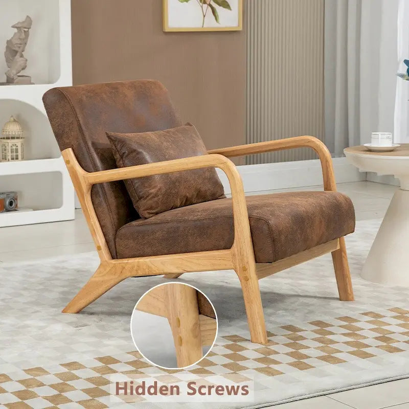 Mid-Century Velvet Upholstered Accent Chair Armchair w/Waist Cushion