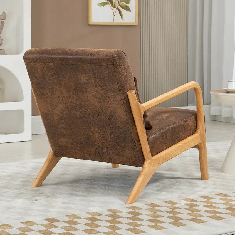 Mid-Century Velvet Upholstered Accent Chair Armchair w/Waist Cushion