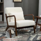 Mid-Century Velvet Upholstered Accent Chair Armchair w/Waist Cushion