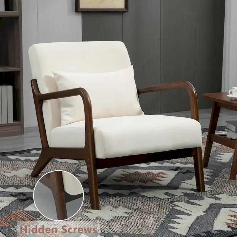 Mid-Century Velvet Upholstered Accent Chair Armchair w/Waist Cushion