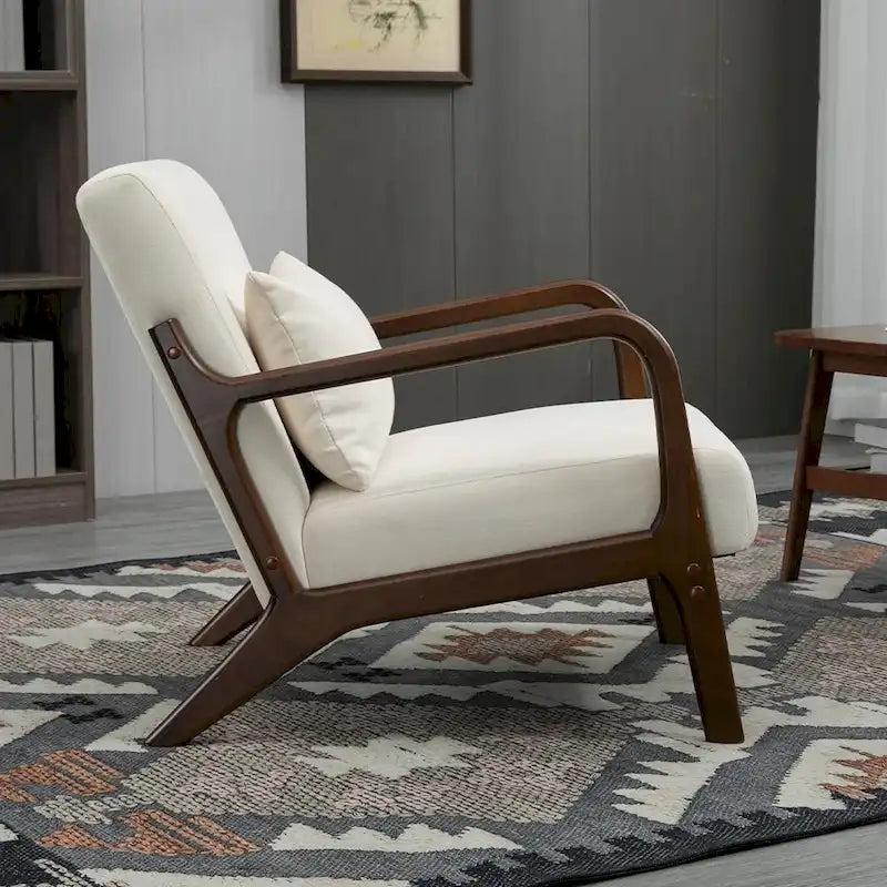 Mid-Century Velvet Upholstered Accent Chair Armchair w/Waist Cushion