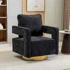 Modern Upholstered Swivel Open-Back Barrel Chair With Pillow