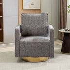 Modern Upholstered Swivel Open-Back Barrel Chair With Pillow