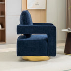 Modern Upholstered Swivel Open-Back Barrel Chair With Pillow