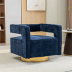 Modern Upholstered Swivel Open-Back Barrel Chair With Pillow